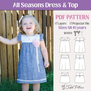 All Seasons Dress & Top PDF Sewing Pattern ~ Girls Sleeveless Dress ~ Sizes Newborn-10yrs