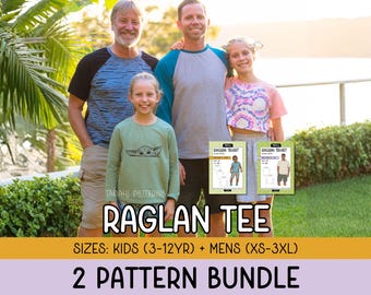 2 PATTERN BUNDLE ~ Raglan Tshirt PDF Schnittmuster (Kinder + Herren)