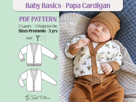 Tadah Patterns Baby Basics - Papa Cardigan Tadah Patterns Baby Basics - Papa Cardigan
