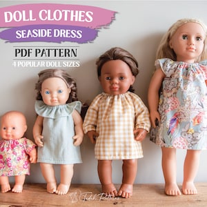 Doll Clothes Seaside Dress & Top PDF Sewing Pattern ~ FOUR Sizes Included