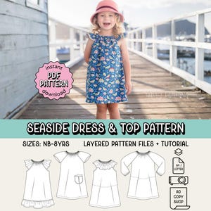Seaside Dress & Top PDF Sewing Pattern ~ Girls Beginner Dress ~ Sizes Baby-8yrs