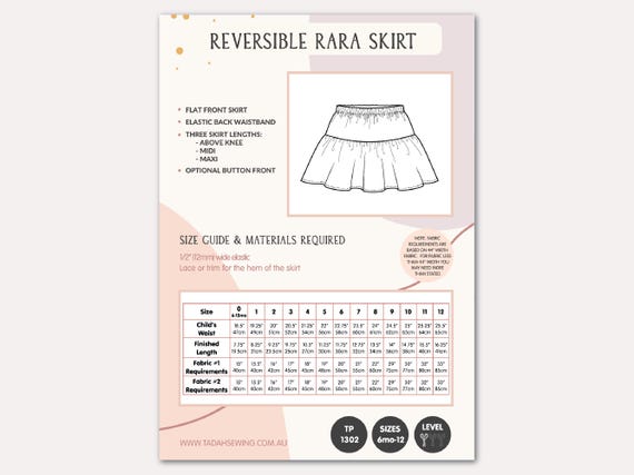 Tadah Patterns - Reversible Rara Skirt Tadah Patterns - Reversible Rara Skirt