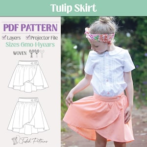 Tulip Skirt PDF Sewing Pattern ~ Girls Wrap Skirt ~ Sizes 6mo-14yrs