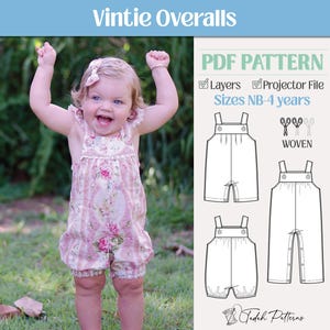 Vintie Overalls PDF Sewing Pattern ~ Unisex Boys Girls Romper ~ Sizes NB-4yrs