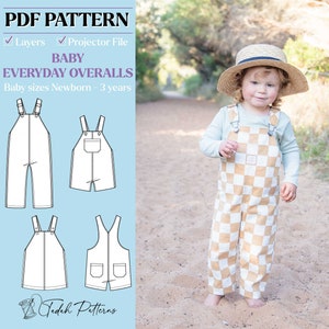 PATTERN Everyday Overalls - BABY - Unisex Boys Girls Dungaree - PDF Sewing Pattern - Instant Download - Tadah Patterns