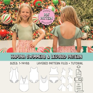Hapuna Swimsuit & Leotard PDF Sewing Pattern ~ Girls Dancewear ~ Sizes 1-14yrs