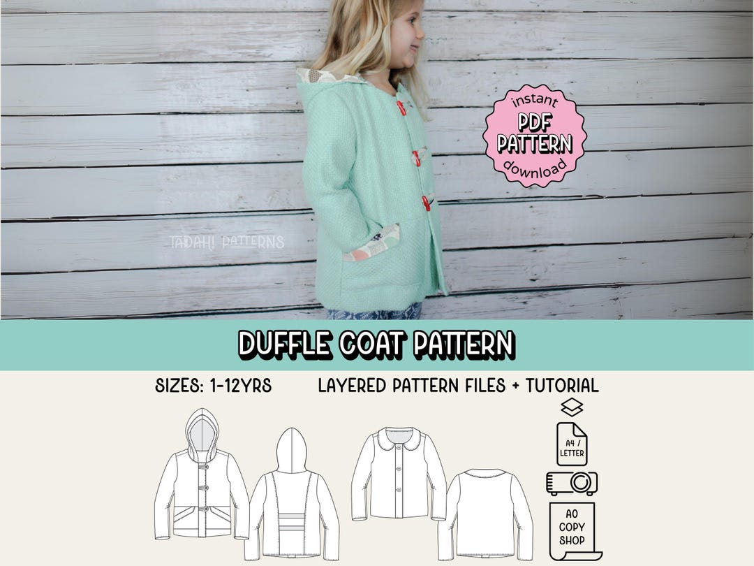 Dufflecoat PDF Schnittmuster Unisex Jungen Mädchen Jacke