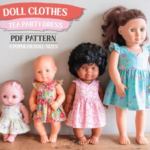 Doll Clothes Tea Party Dress & Top PDF Sewing Pattern ~ FOUR Sizes Included