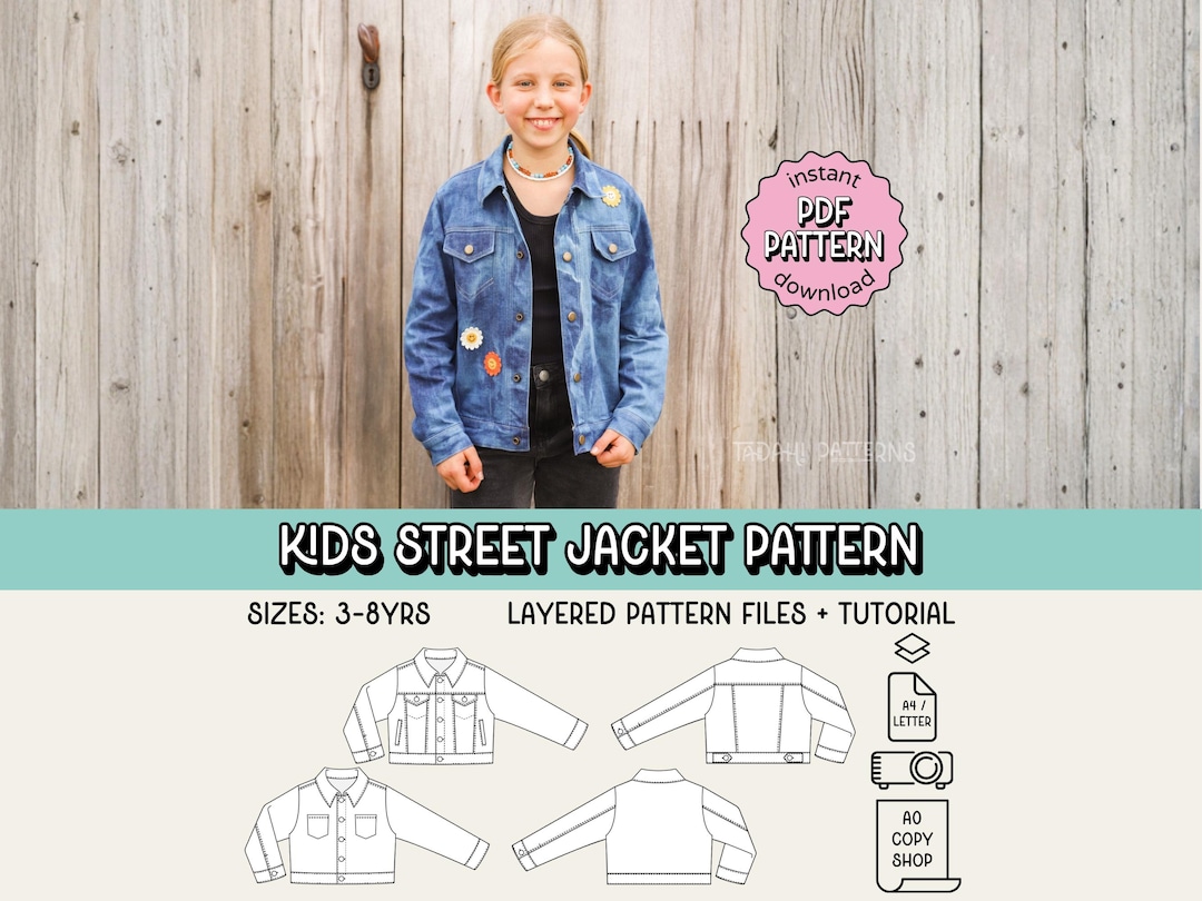 Kinder Street Jacke PDF Schnittmuster Unisex Jungen Mädchen