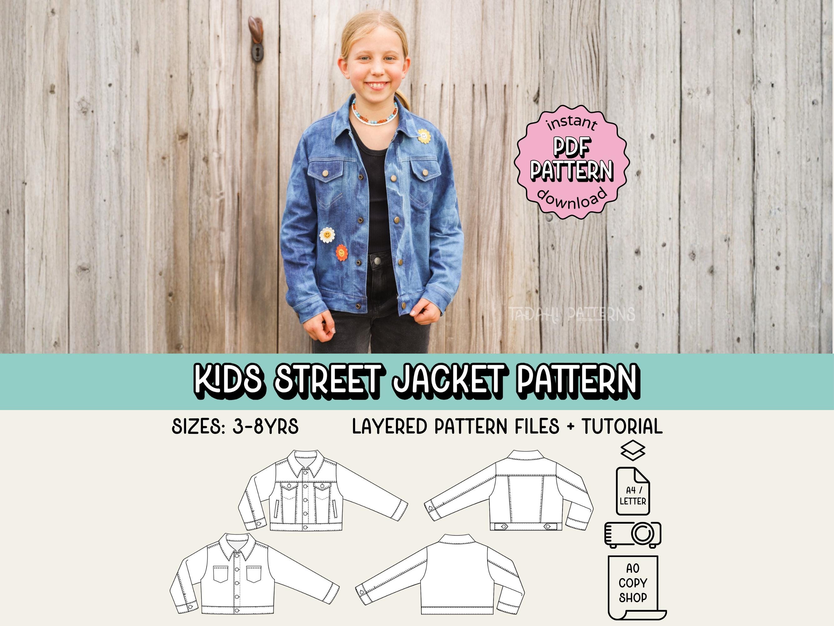 Kinder Street Jacket PDF-naaipatroon ~ Uniseks spijkerjack jongens meisjes  ~ Maten 3-8 jr - Etsy België, image size:2667x2000