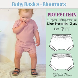 Baby Basics Bloomers PDF Sewing Pattern ~ Unisex Boys Girls Nappy/Diaper Cover ~ Sizes NB-3yrs