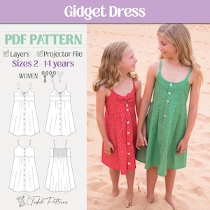 Gidget Dress PDF Sewing Pattern ~ Girls Tie Front Summer Dress ~ Sizes 2-14yrs