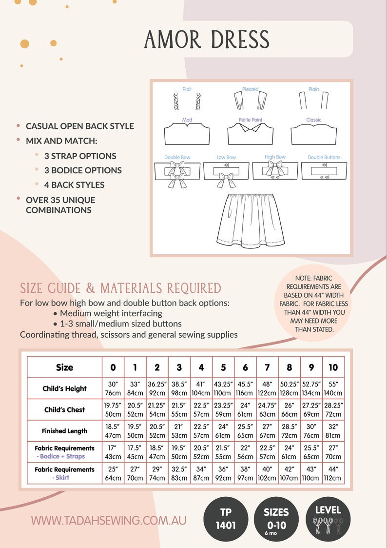 PATTERN Amor Dress PDF Sewing Pattern Instant Download Tadah Patterns image 2
