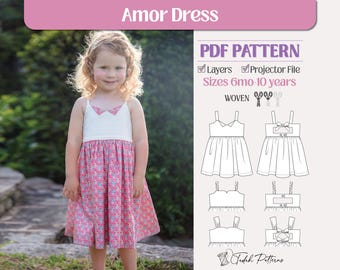 Amor Dress PDF Sewing Pattern ~ Girls Summer Dress ~ Sizes 6mo-10 Years