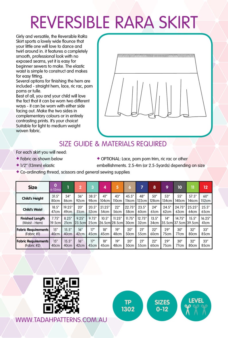 PATTERN Reversible RaRa Skirt PDF Sewing Pattern Instant Etsy