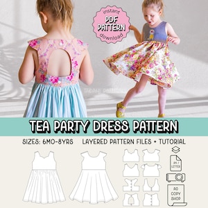 Girls Tea Party Dress PDF Sewing Pattern: Sizes 6mo-8 years