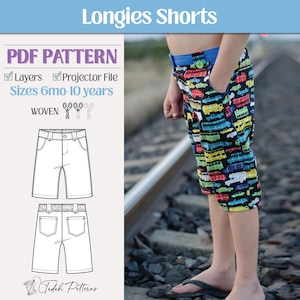 Longies PDF Sewing Pattern ~ Boys Girls Unisex Shorts ~ Sizes 6mo-10yrs