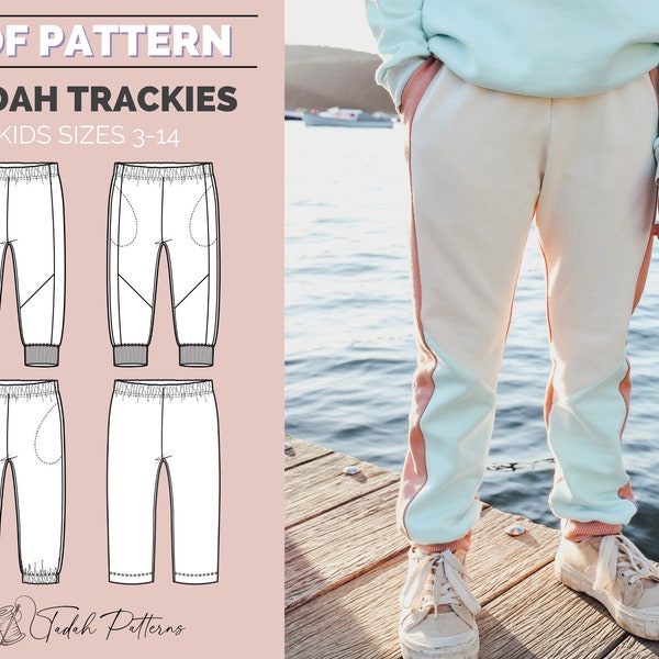 PATTERN Kids Trackies Sweat Pants Joggers - PDF Sewing Pattern - Instant Download - Tadah Patterns