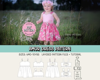 Amor Dress PDF Sewing Pattern ~ Girls Summer Dress ~ Sizes 6mo-10 Years