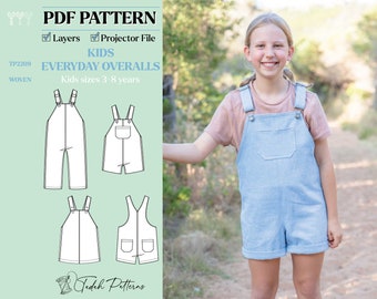 PATTERN Everyday Overalls - KIDS - Unisex Boys Girls Dungaree - PDF Sewing Pattern - Instant Download - Tadah Patterns