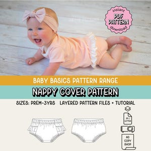 Patron de couture PDF de couvre-couches Baby Basics ~ couvre-couche unisexe garçons filles ~ tailles NB-3 ans