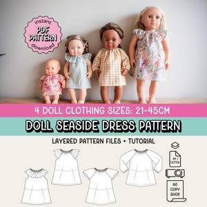 Doll Clothes Seaside Dress & Top PDF Sewing Pattern ~ FOUR Sizes Included