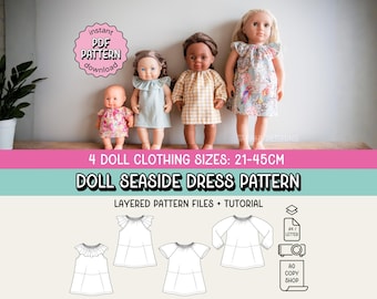 Doll Clothes Seaside Dress & Top PDF Sewing Pattern ~ FOUR Sizes Included