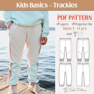 Modello PDF per cucire pantaloni da tuta per bambini ~ Pantaloni da tuta unisex per ragazzi e ragazze ~ Taglie 3-14 anni