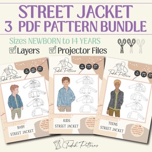 PATTERNS Street Jacket BUNDLE - 3 PDF Sewing Patterns - Instant Download - Tadah Patterns