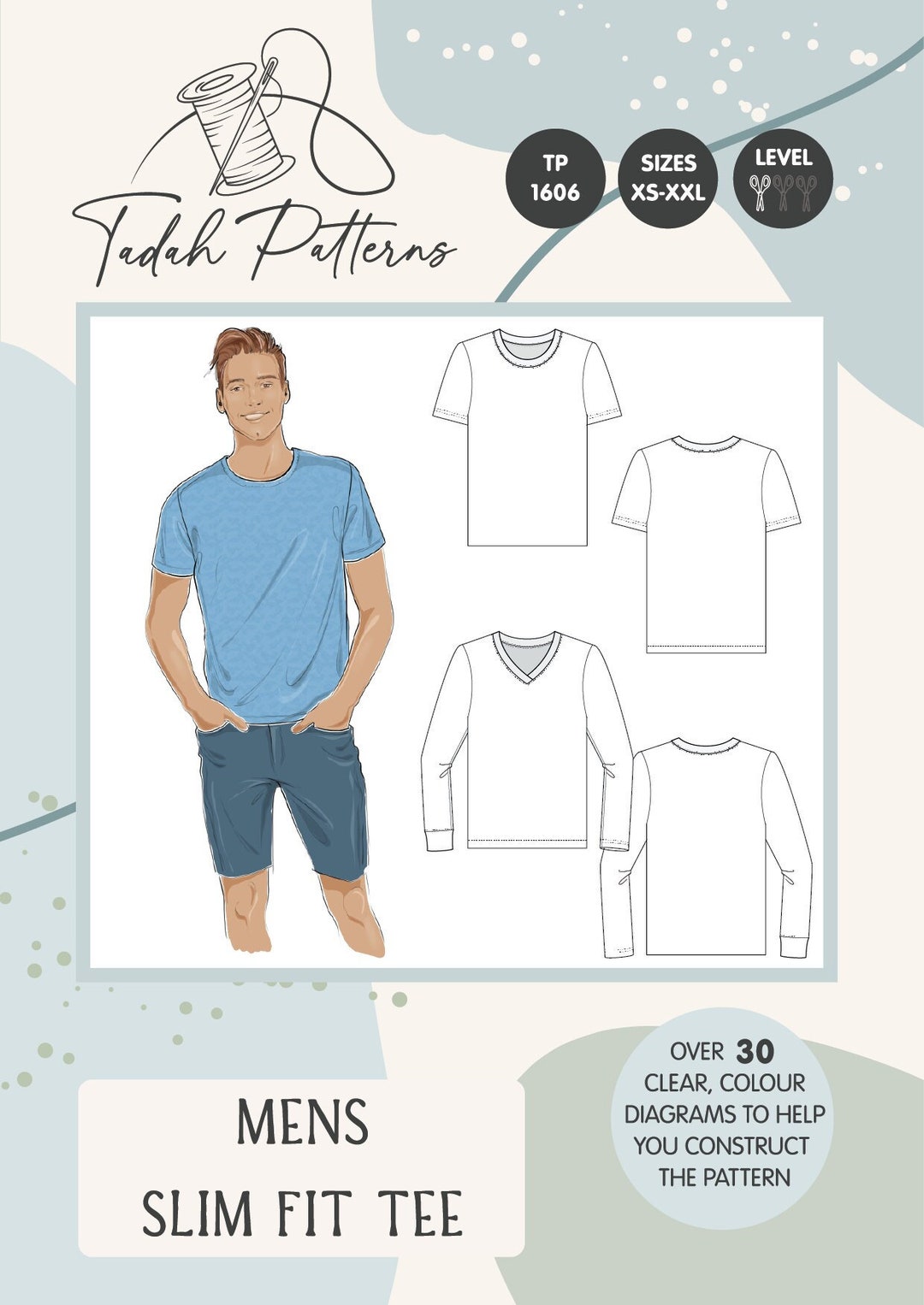 PATTERN MEN'S Slim Fit Tee PDF Sewing Pattern Instant - Etsy