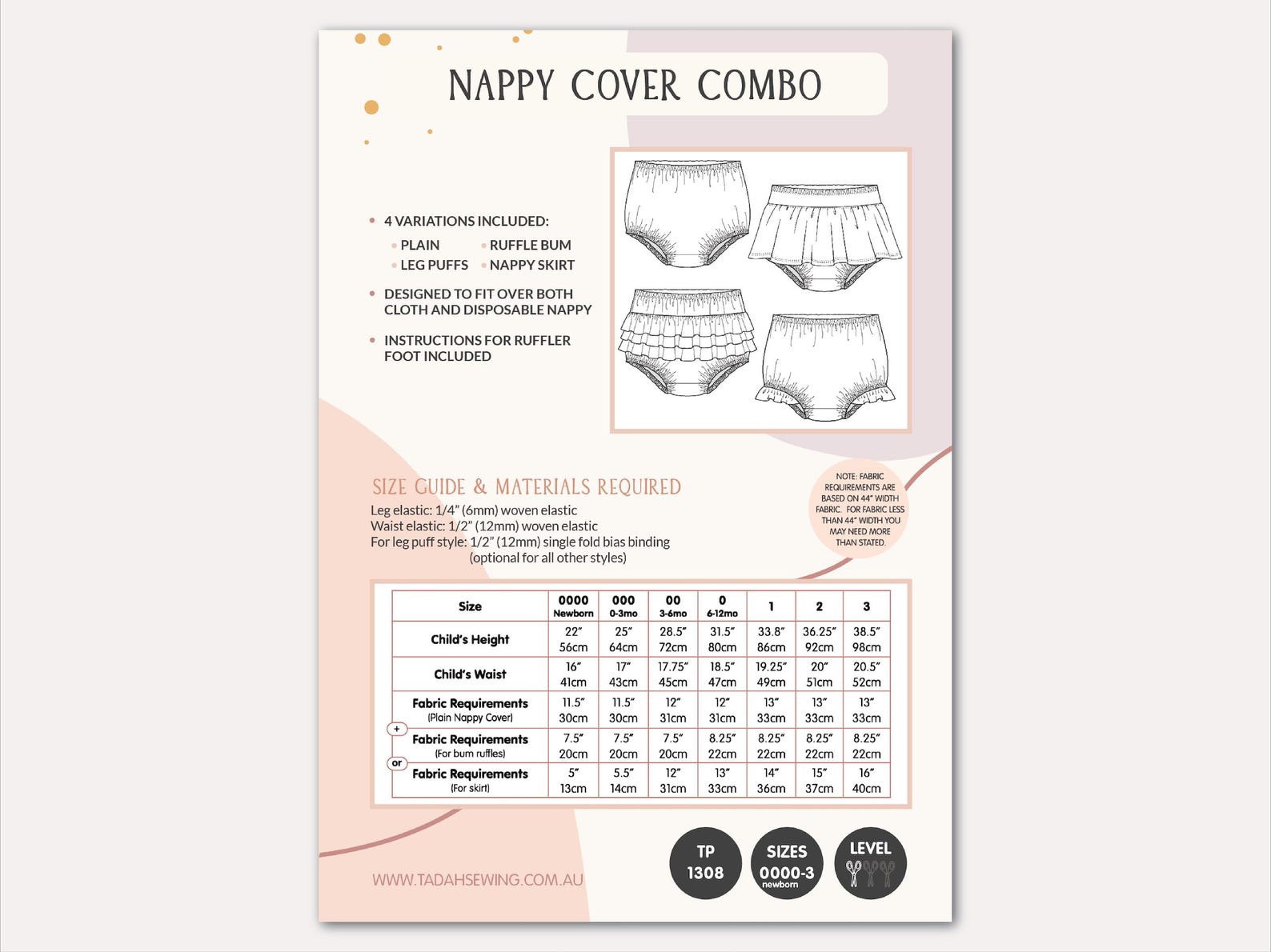Nappy Cover/Swim Pants Combo by Tadah Patterns | Threadloop