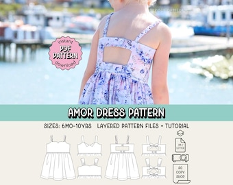 Amor Dress PDF Sewing Pattern ~ Girls Summer Dress ~ Sizes 6mo-10 Years