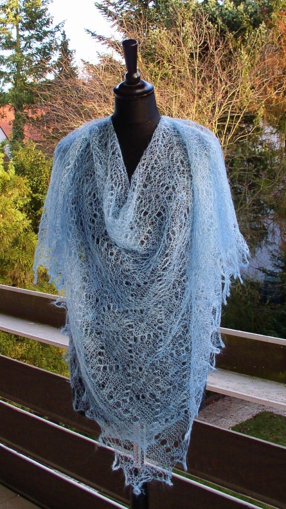 Scarf cobwee/ethnic/knitted/light Blue Color/elegant/autumn Schal/virgin  Wool/ajour Muster/elegant by ELENAMODA. - Etsy Ireland