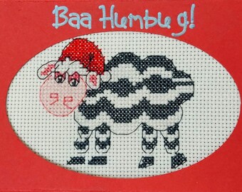 Baa Humbug counted cross stitch kit, funny, simple