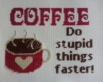 Coffeeeeee counted cross stitch kit, funny, simple