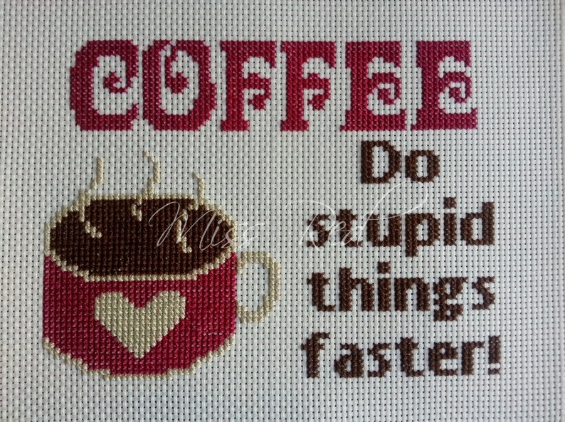 Coffeeeeee counted cross stitch kit, funny, simple image 1