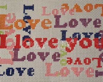 Love counted cross stitch, valentine's gift, romantic