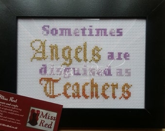 Angels In Disguise counted cross stitch kit, teacher gift