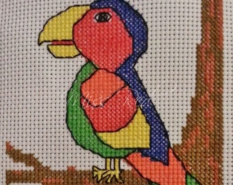 Parrot counted cross stitch kit, cute, simple