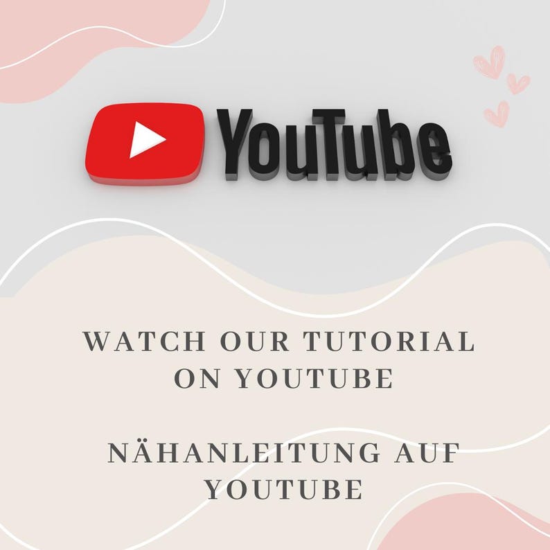May include: A graphic with the YouTube logo, a red square with a white triangle, and the word "YouTube" in black. The text "WATCH OUR TUTORIAL ON YOUTUBE" and "N&Auml;HANLEITUNG AUF YOUTUBE" are also displayed.