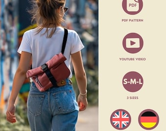 PDF Sewing Pattern Roll Top Sling Bag – Crossbody Messenger Bag DIY Tutorial, Digital Download Bag Sewing Pattern