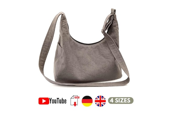 Schnittmuster Hobo Tasche – 4 Größen,  PDF + YouTube Anleitung