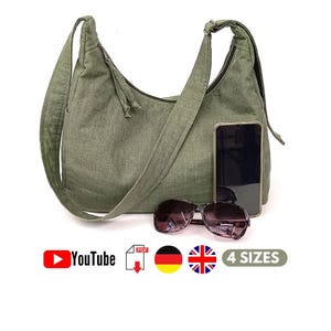 Hobo Bag sewing pattern | Sling Bag easy pattern | Crossbody bag pattern | Shoulder bag sewing pattern | 4 Sizes | PDF and YouTube Tutorial