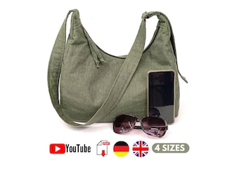 Hobo Bag sewing pattern | Sling Bag easy pattern | Crossbody bag pattern | Shoulder bag sewing pattern | 4 Sizes | PDF and YouTube Tutorial