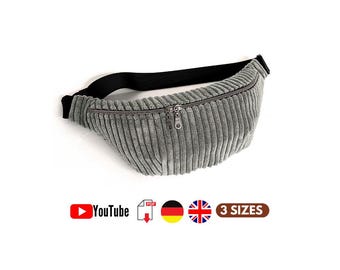 PDF Schnittmuster Gürteltasche – Bauchtasche nähen – Hüfttasche – Brusttasche – Videoanleitung – 3 Größen – Anfänger – Unisex – Ebook