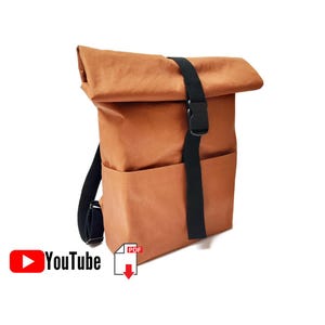 sewing pattern backpack, unisex roll top backpack easy to sew, PDF files, ebook, video tutorial