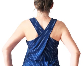 sewing pattern top with crossed back, strap dress & strap top backless, PDF pattern, ebook