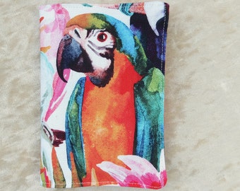 Passport Cover.  A passport cover with a parrot design.  Passport sleeve.