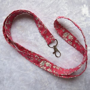 Liberty Lawn lanyard, organic Liberty Lawn,  lanyard with swivel lobster clip,  ID holder, 19 inches