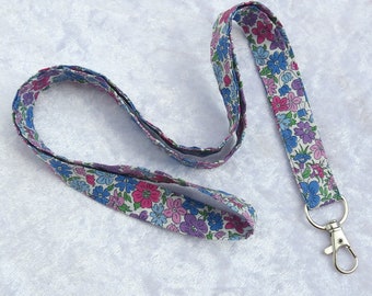 Liberty Tana Lawn lanyard, organic cotton, lanyard with swivel lobster clip, ID holder